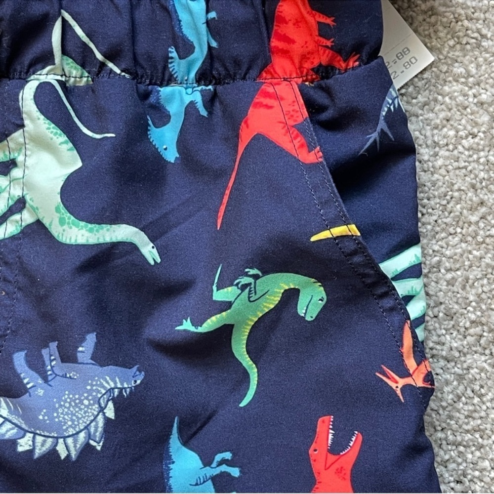 NWOT Tucker & Tate Navy Multi Dinosaur Swim Trunks Size 2 - Picture 3 of 7